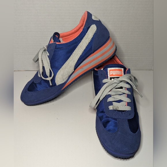 PUMA SHOES CLASSIC WEDGE CAROLINA STRIPE WOMENS US 7 EUR 37.5 - Picture 1 of 8